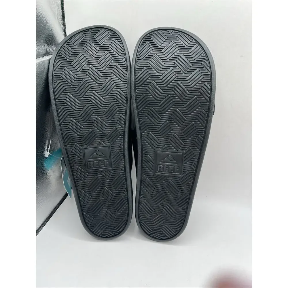 REEF Sandals Mens 11 Cushion Tradewind 2-Strap Slip On Comfort Slide Black NWT